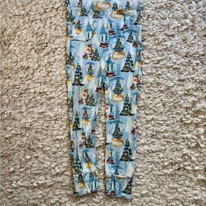 Kids Tiny Roots Blue Green Christmas Tree Snow Globe Bamboo Pajama Bottoms 10